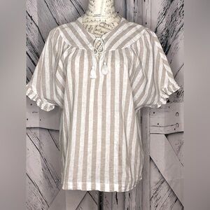 BeachLunchLounge Striped Linen Blend Top Small